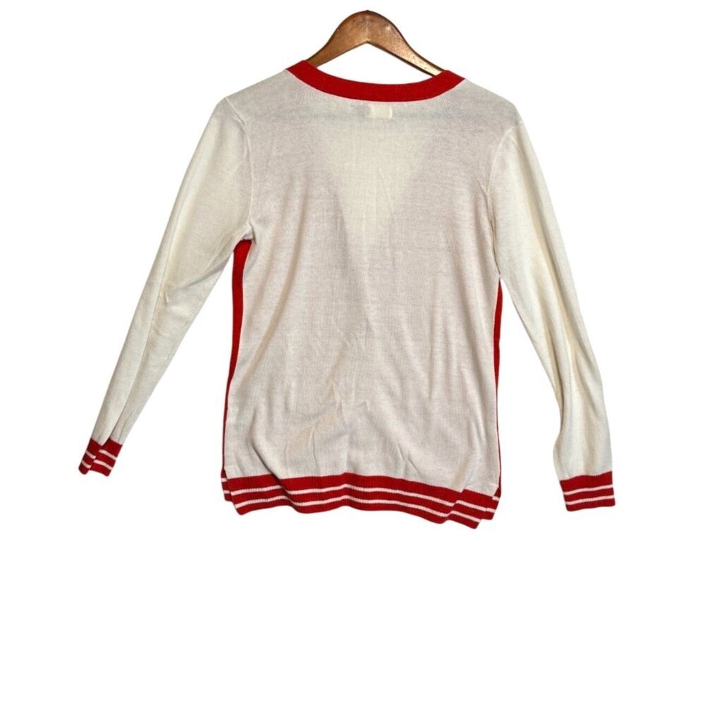 So Perfectly Soft Perfectly You Red & White Varsity Style Cardigan Y2K Preppy L - Picture 7 of 12